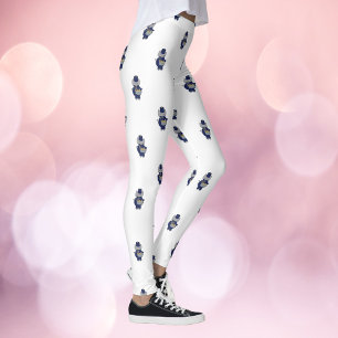 Leggings Banda de Música de Baterista de Gato Patrón Azul M