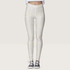 Leggings Banda de puntas beige y blanco