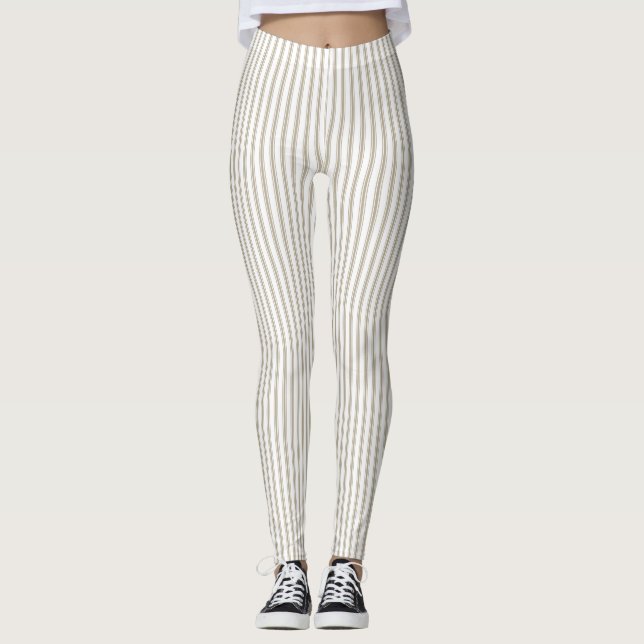 Leggings Banda de puntas beige y blanco (Anverso)