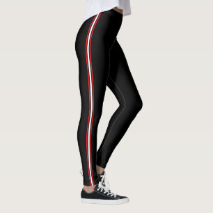 Leggings Banda deportiva raya roja blanca negra