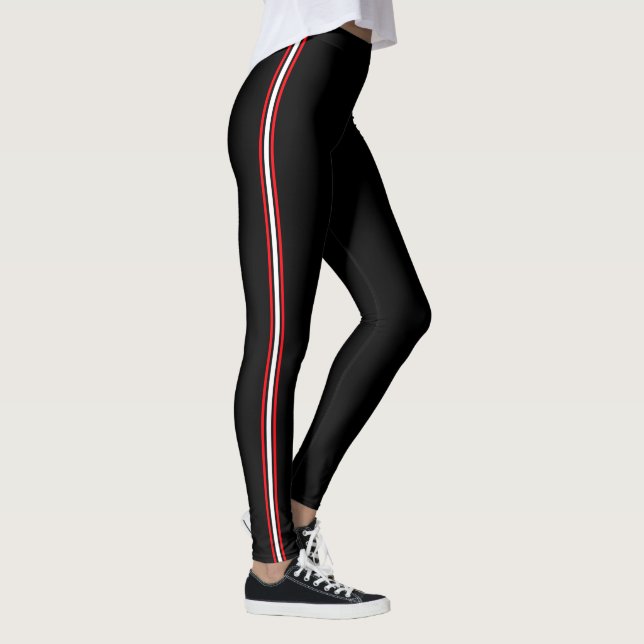 Leggings Banda deportiva raya roja blanca negra (Derecha)