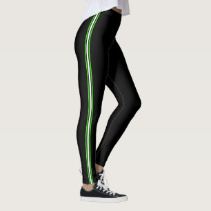 Leggings Banda deportiva raya verde blanco negro