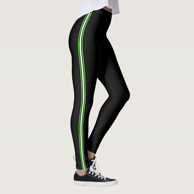 Leggings Banda deportiva raya verde blanco negro (Derecha)