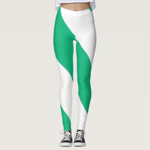 Leggings Banda diagonal ancha verde y blanca