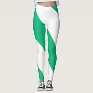 Leggings Banda diagonal ancha verde y blanca