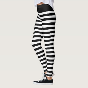 Leggings Banda horizontal negra y blanca Cebra gótica