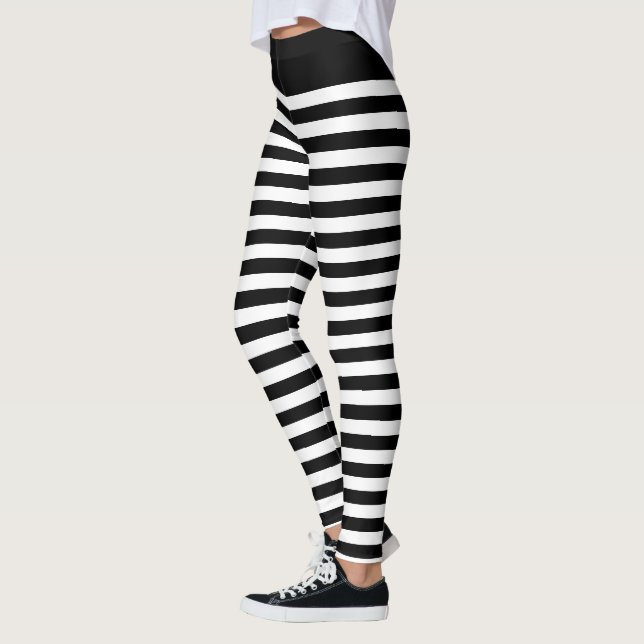 Leggings Banda horizontal negra y blanca Cebra gótica (Izquierda)