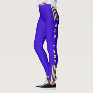 Leggings Banda lateral Azul Piernas Personalizado Texto y c