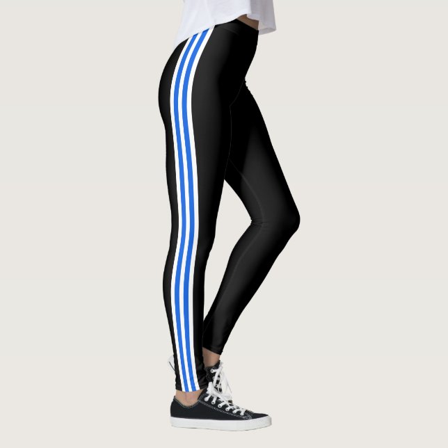 Leggings Banda lateral blanca azul deportiva Banda negra (Derecha)