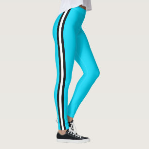 Leggings Banda lateral blanca y negra de las piernas azules