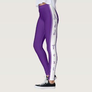 Leggings Banda lateral Piernas púrpuras Personalizado Texto