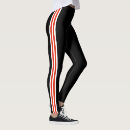 Leggings Banda lateral roja blanca Piernas negras Elegir co
