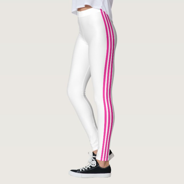 Leggings Banda lateral rosa Leyendas blancas con colores Pe (Izquierda)