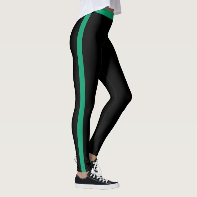 Leggings Banda lateral verde Piernas negras (Derecha)