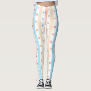 Leggings Banda Pastel - Impresiones de pintas, Flor Azul, C