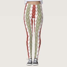 Leggings Banda Verde azulada roja de chevron
