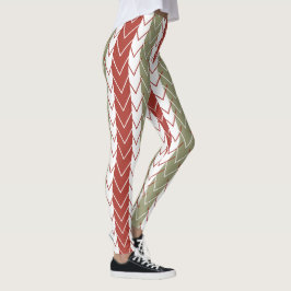 Leggings Banda Verde azulada roja de chevron