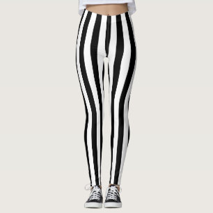Leggings Banda vertical blanca y negra alternativa