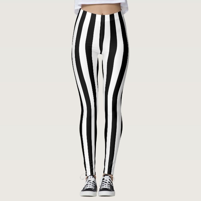 Leggings Banda vertical blanca y negra alternativa (Anverso)