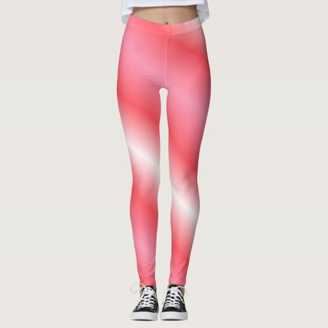 Leggings Banda vertical de coral y blanco (Anverso)
