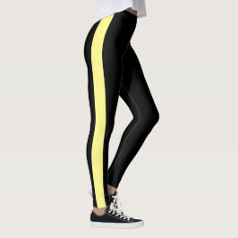 Leggings Banda vertical monocroma negra deportiva