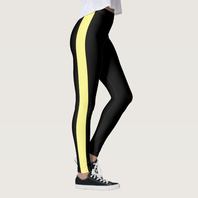 Leggings Banda vertical monocroma negra deportiva (Derecha)
