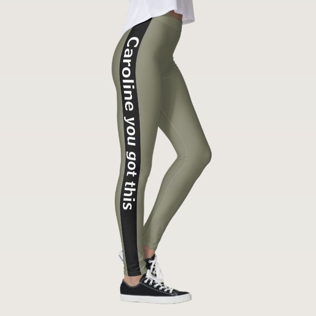 Leggings Banda vertical negra | Añadir texto | Gris cálido (Derecha)