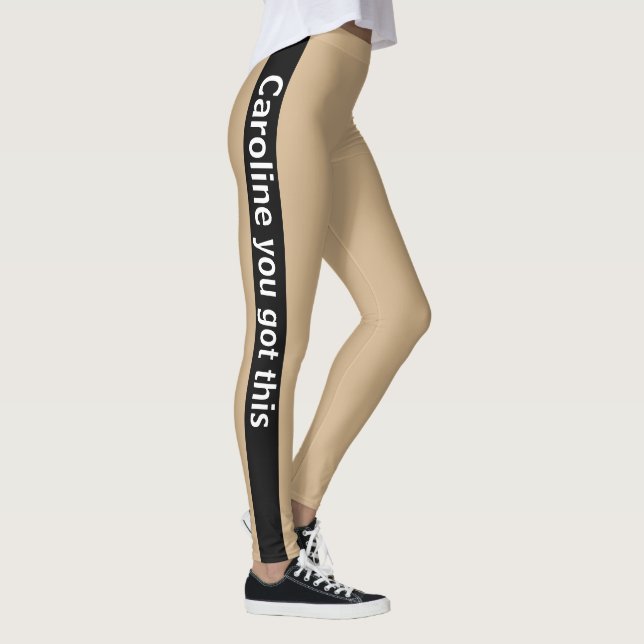 Leggings Banda vertical negra | Añadir texto | Tan (Derecha)