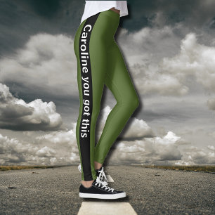 Leggings Banda vertical negra   Añadir texto   Verde oliva