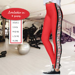 Leggings Banda vertical roja y negra multilingüe<br><div class="desc">Estas leggings tienen una nube negra bordeada de rojo y negro multilingüe de palabras "Gracias" a lo largo de la pierna izquierda. La pierna derecha tiene dos rayas negras.</div>