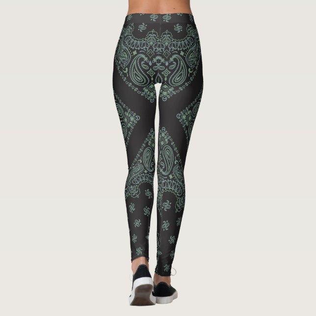Leggings Bandana Boho Negra y Salvia (Reverso)
