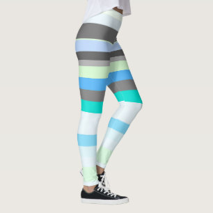 Leggings Bandas abstractas azules, verdes y grises