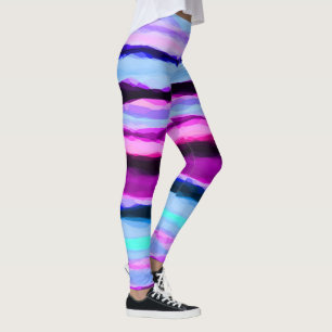 Leggings Bandas abstractas rosas y azules