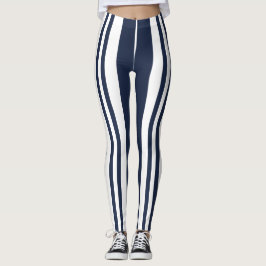 Leggings Bandas blancas azules de la marina