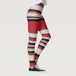 Leggings Bandas complejas: rojo, gris, negro y blanco óseo