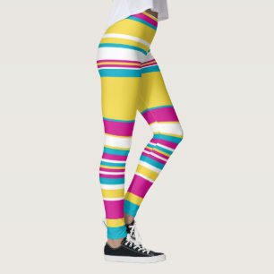 Leggings Bandas complejas: turquesa, amarilla, rosa y blanc