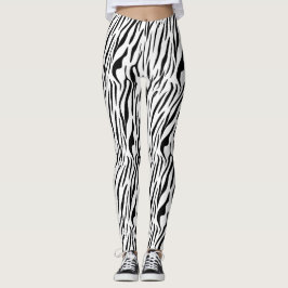 Leggings Bandas de animales de cebra blanca y negra moderna
