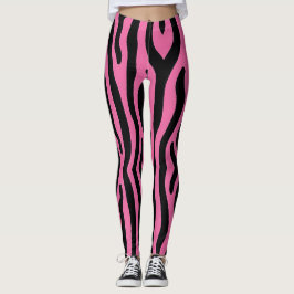 Leggings Bandas de cebra audaces en rosa caliente y negro