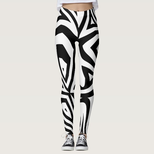 Leggings Bandas de cebra blancas y negras (Anverso)