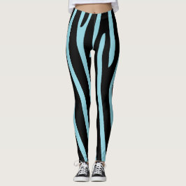 Leggings Bandas de cebra de Halloween Azul negro y claro