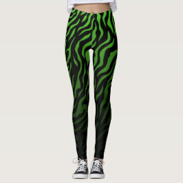 Leggings Bandas de cebra verde y negro: leggantas elegantes