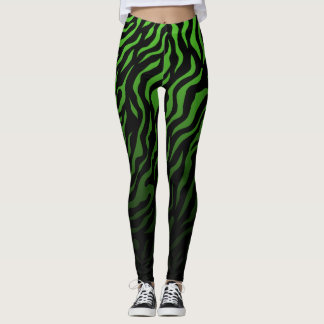 Leggings Bandas de cebra verde y negro: leggantas elegantes