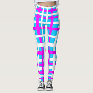 Leggings Bandas de entrelazado de luz rosa blanca azul