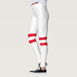 Leggings Bandas de estaño de boliche | Rayas rojas blancas