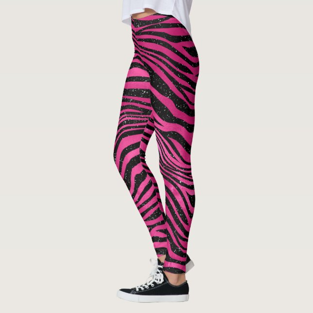Leggings Bandas de impresión de animales de vidrio negro y  (Izquierda)