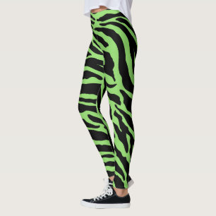 Leggings Bandas de impresión de animales verdes y negros