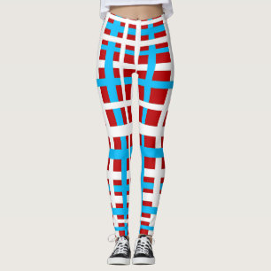 Leggings Bandas de interbloqueo de luz roja blanca azul
