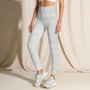 Leggings Bandas de patrón de encaje   Diseño de encajes gri