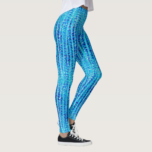 Leggings Bandas de satén y puntos abstractos, azul cobalto (Derecha)