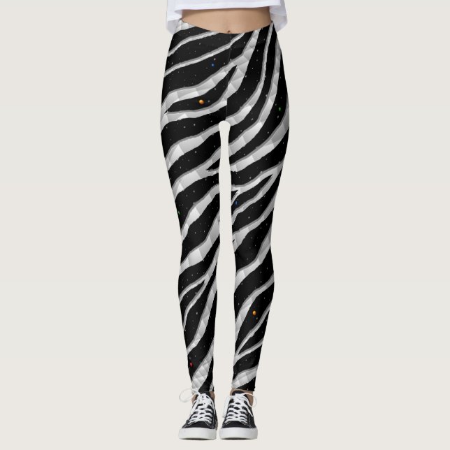 Leggings Bandas de tiempo espacial arrancadas - Blanco (Anverso)